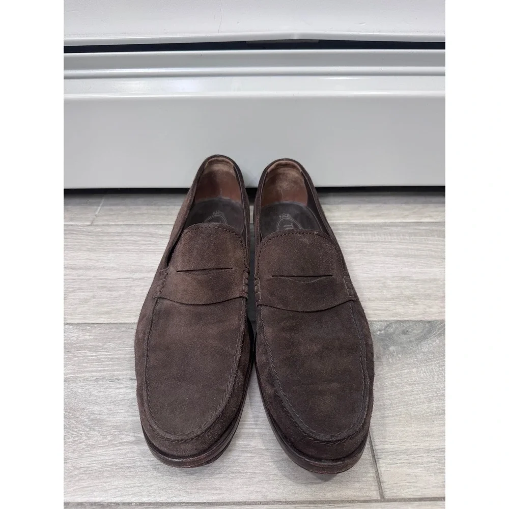 Tod's Mens Brown Suede Penny Loafers Gommino Made in Italy 9.5